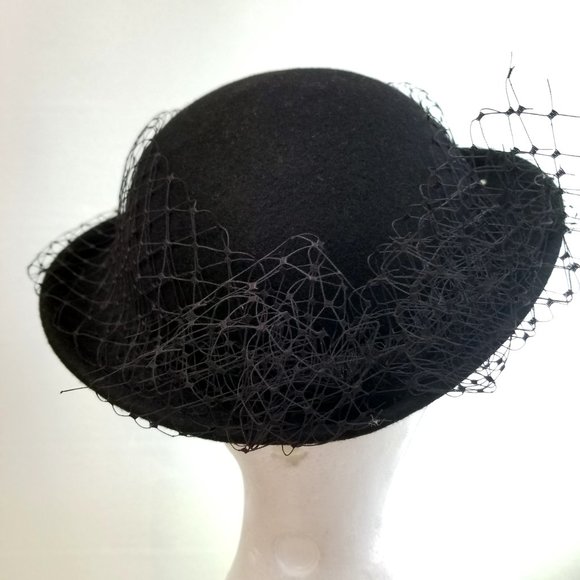 Veiled Derby Homburg Hat 1950 Montreal Haberdasher - Picture 5 of 6